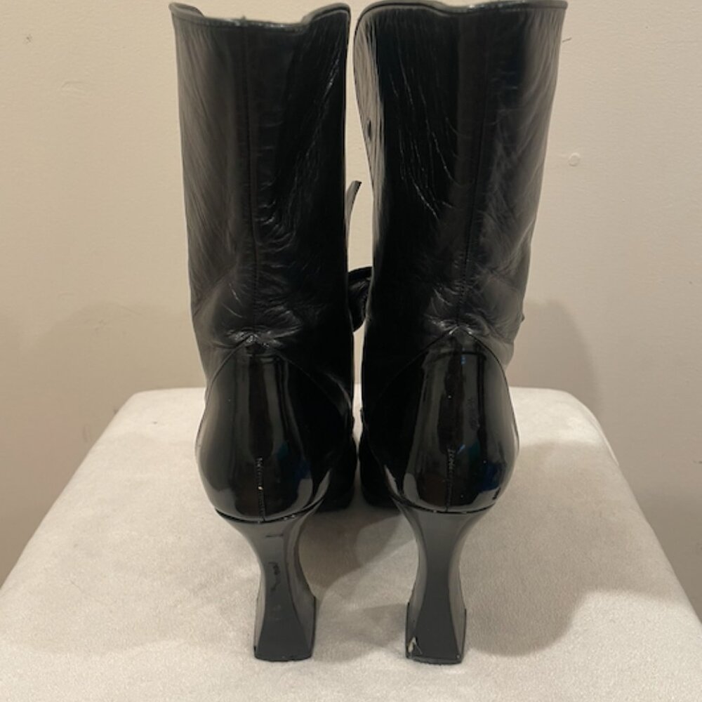 Chanel Vintage Black Patent Leather Lace Up Boots c1994 - Picture 3 of 9